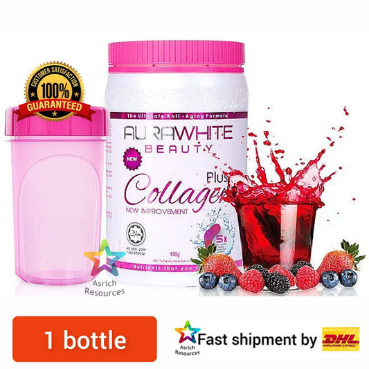 Aura White Beauty COLLAGEN PLUS Skin Whitening Anti Aging (1-3 bottles) + GIFT + Ship DHL Express